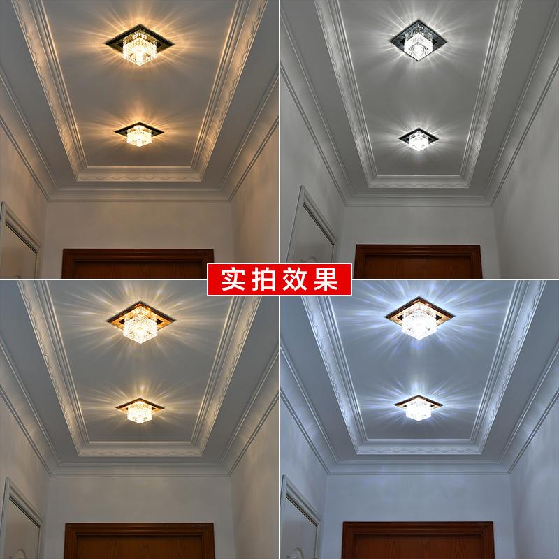 水晶过道灯走廊灯现代简约嵌入式通道天花射灯led筒灯入户玄关灯