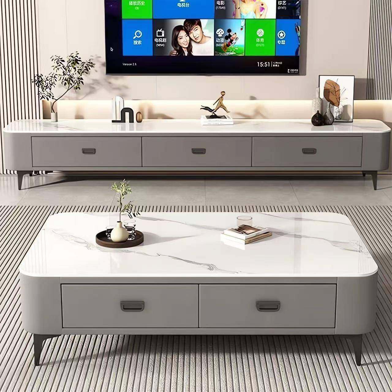 2025新款茶几客厅家用落地小户型现代轻奢茶桌玻璃茶几电视柜组合,电子元器件市场,其它元器件,淘宝优惠券,粉丝福利购,淘宝优惠卷
