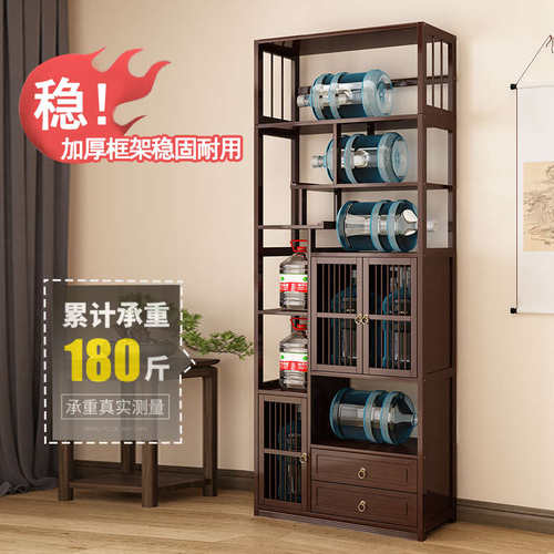 新中式实木博古架多宝简约茶叶阁展示置物架陈列柜架茶室隔断客厅