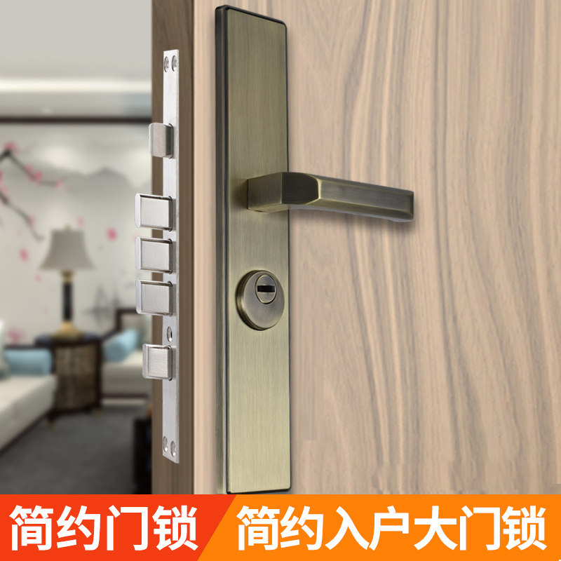 仿古中式卧室房门锁室内入户门木门简约执手机械锁对开门把手锁具