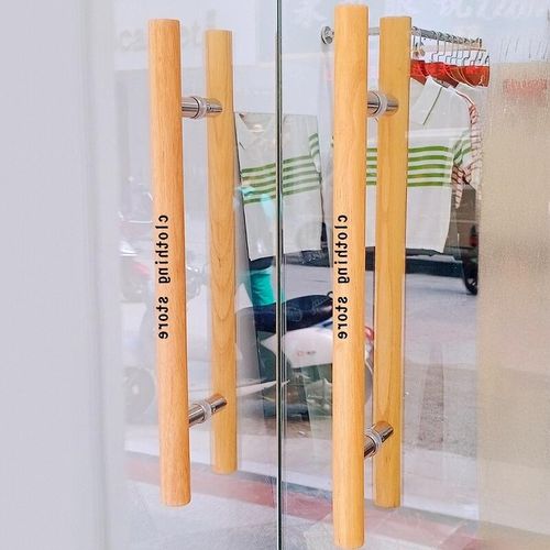 玻璃门把手定制有无框实木质中式广告标识字推拉双开玻璃门把拉手