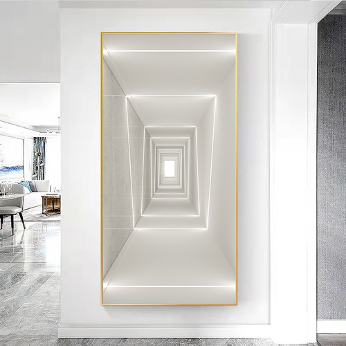 黑白光影立体空间玄幻感装饰画欧式建筑抽象玄关挂画走廊过道壁画