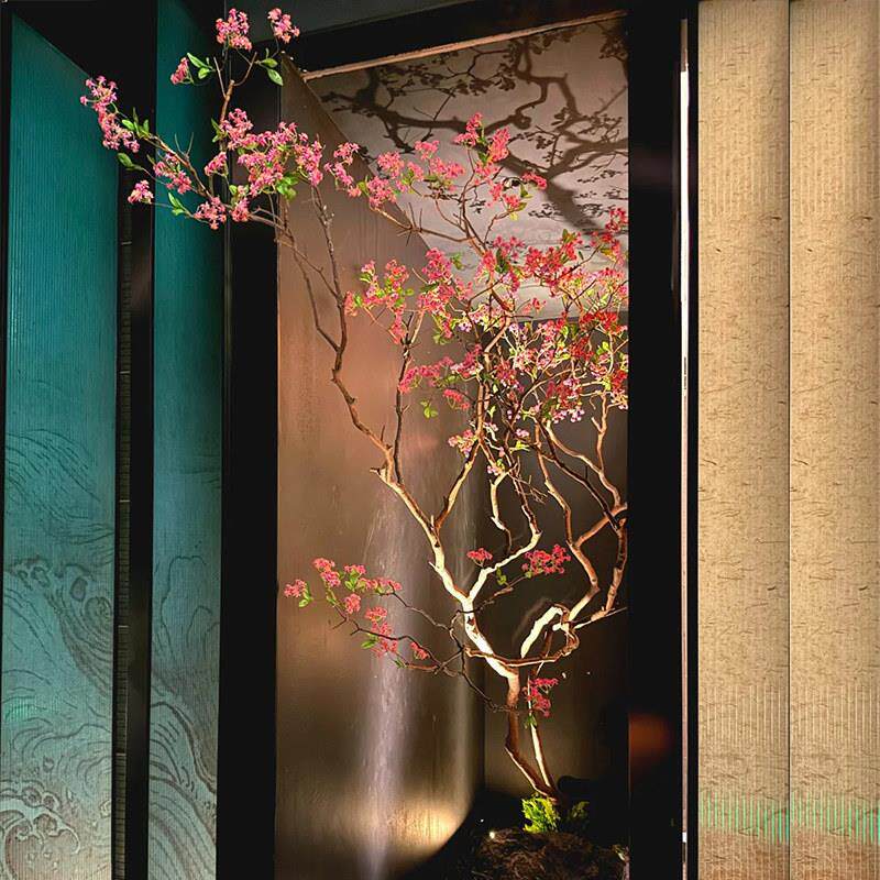 仿真樱花树悬挂壁挂假花干树枝绿植景观造型树餐厅天花板吊顶假树