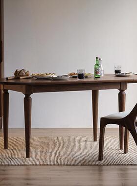 式复古黑胡桃圆木美半餐桌全实木可CZ-102叠桌子小户型家用折可伸