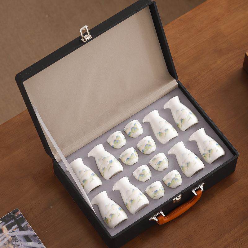 具套装白瓷酒日器复古白酒酒杯清酒式家用分酒器陶瓷礼品中8壶8杯