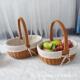 仿藤收编纳篮花篮购篮子胶物藤水果篮手FEO篮菜蓝野餐篮鸡蛋收提