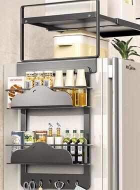 ?冰箱上置物侧收纳磁架吸部顶挂架厨OIF房多层保料鲜膜调瓶家用收