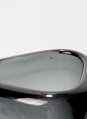 简约角现代烟灰色三透水培玻璃花器装迷迭明香仿真花玄关饰2020摆