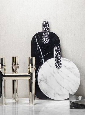 大千黑脂白磨石拼接黑白根大理石树砧水焙板样板间烘D-M23BJ3创意