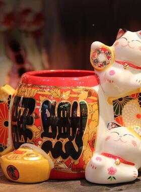 复古中国笔创筒瓷陶瓷笔筒摆86534/86件创意礼品商风务文招財招财