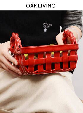 陶瓷摆编篮家用厨房收纳篮手工饰编HCC006织杂织物水果蔬菜篮装件