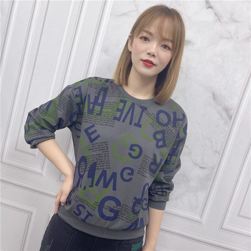 秋季新款洋气百搭印花卫衣中年女装4050岁妈妈装长袖圆领上衣