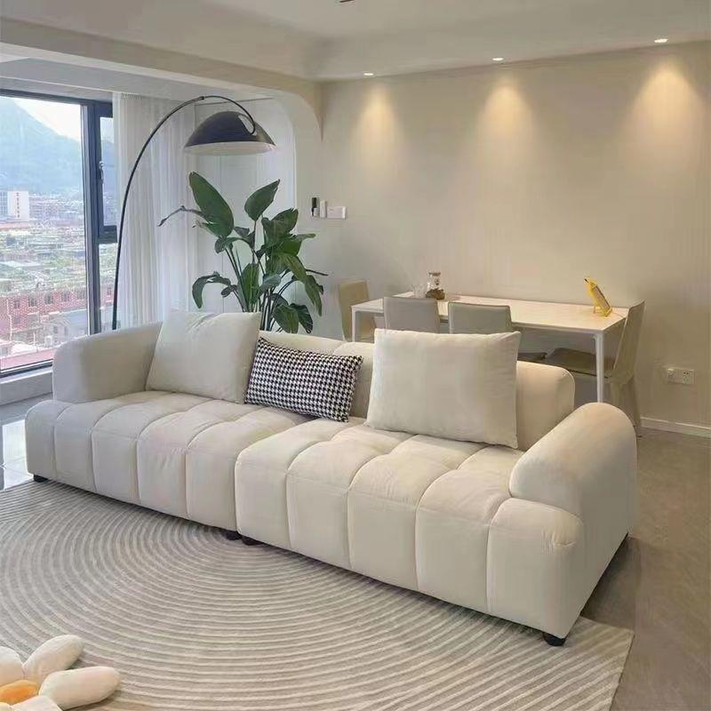 网红奶油风泡芙沙发大小户型科技布绒布卧室乳胶公寓客厅直排