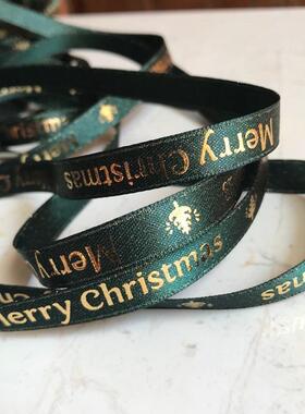 9mm诞节OVL烫金金纬丝带/1红色绿色W2-S01姚明圣织带