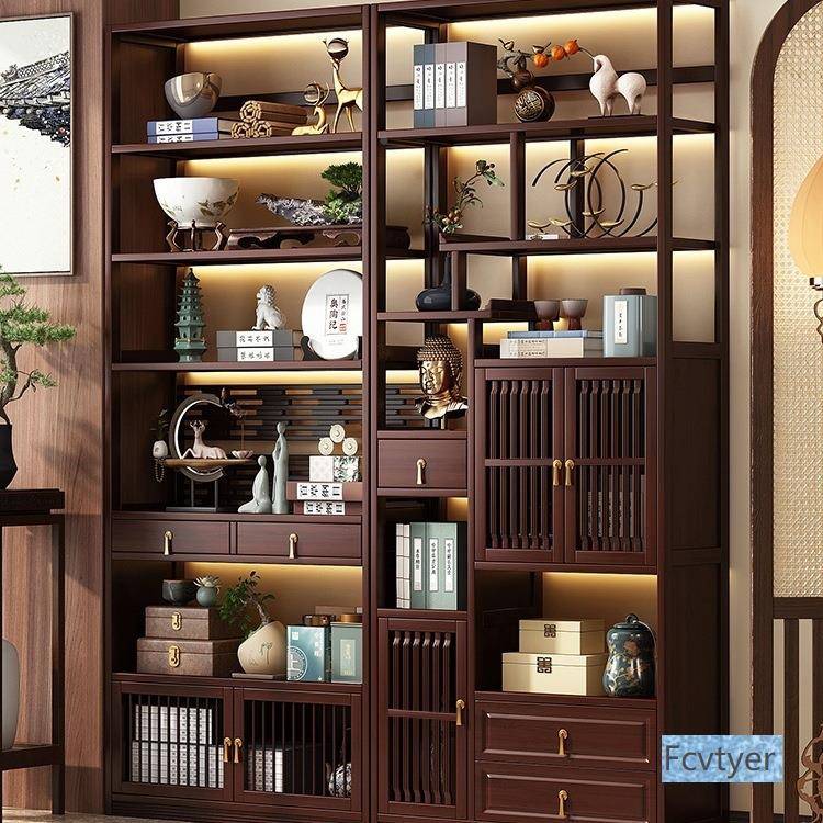 博古架实木新中子式茶置壶物架宝阁茶具客厅摆件架子985茶多叶展