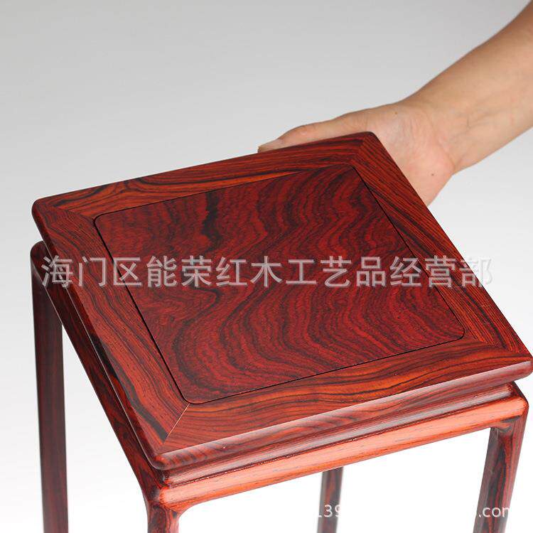 红酸枝老正红木明式方高几奇石景GLF玉摆件花瓶花器微型盆底座小