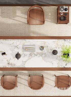 岩板实木桌原木桌大板茶椅泡组合客厅办公室茶茶桌轻奢高IZH级感