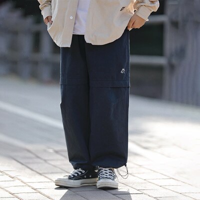 阿于呆日系复古美式宽松直筒束脚工装裤男秋冬潮牌运动阔腿长裤女