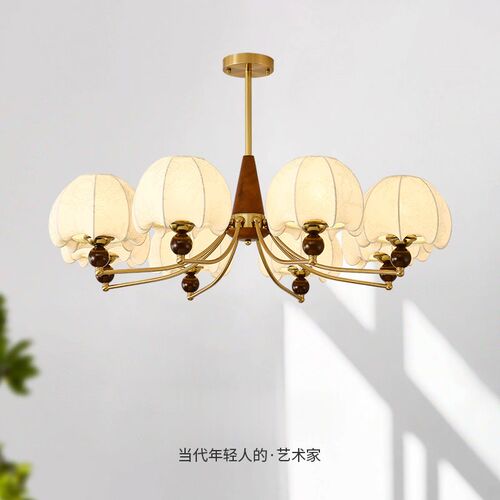 中古客厅灯南洋风大厅主灯法式复古布艺卧室餐厅新款吊灯浪漫灯具