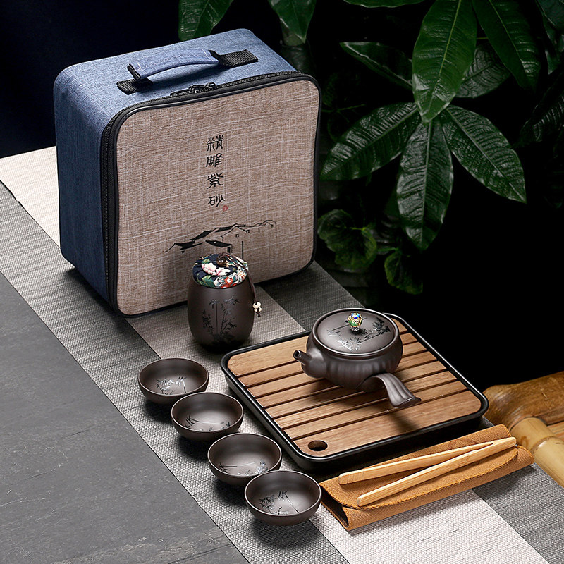 紫砂旅行茶具便携包小套出差随身车载户外易带旅游家用泡茶套装