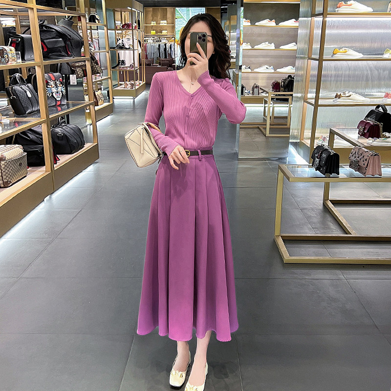 紫色套装连衣裙女2025年春装连衣裙