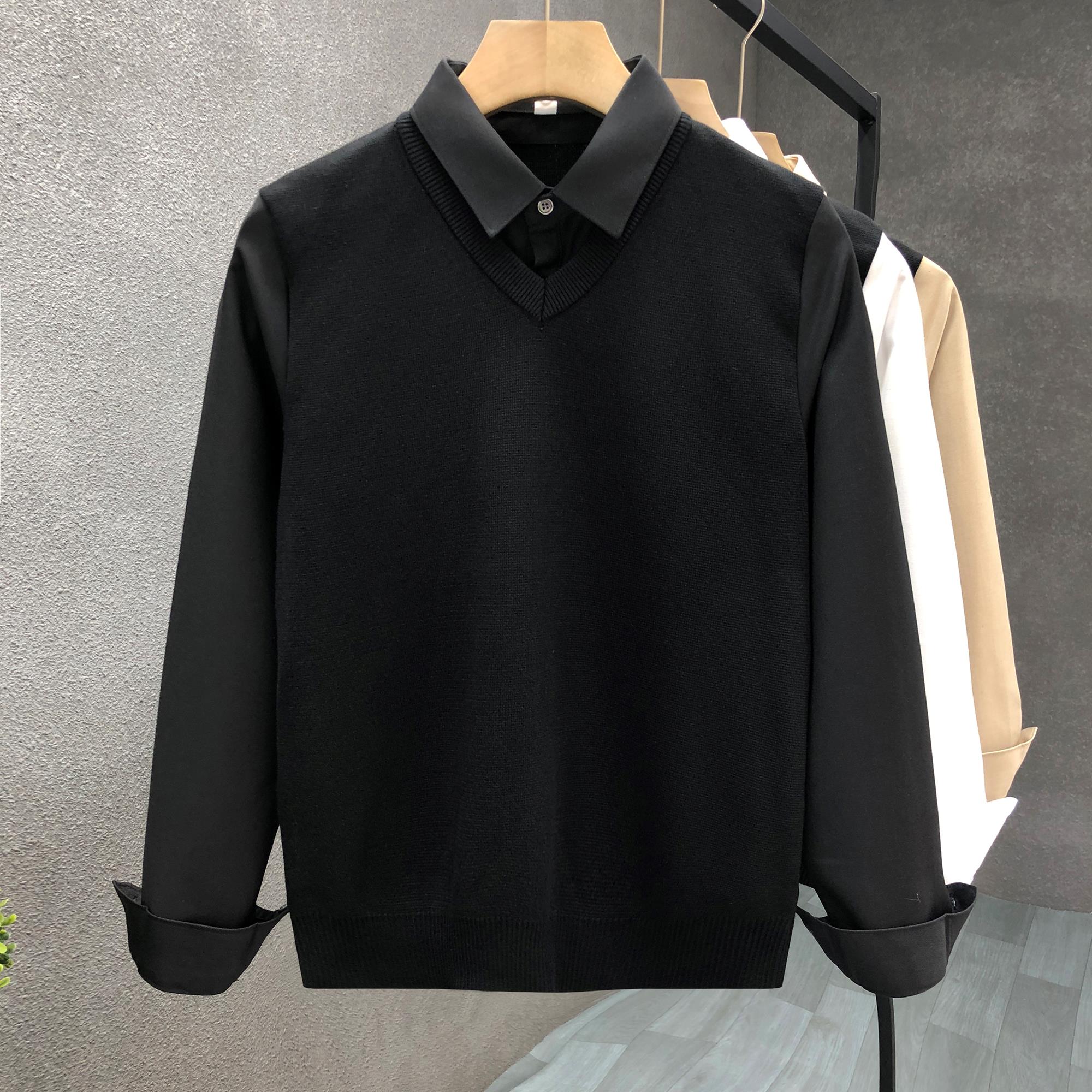 轻商务休闲假两件毛衣男