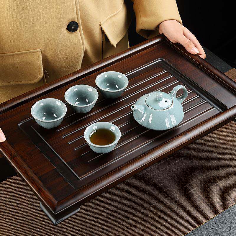 九竹家新款桃色竹制茶盘排水用小平板JZ-575海茶台简胡约茶茶托盘