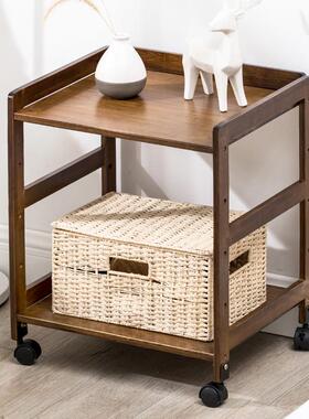 卧室小户型头简柜约现JMV代多层床边桌竹制简易实木床收纳物架置