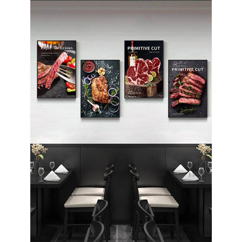 烤肉店牛店排装饰画牛扒美ZII食海报牛肉烧烤自助西厅墙馆面餐挂