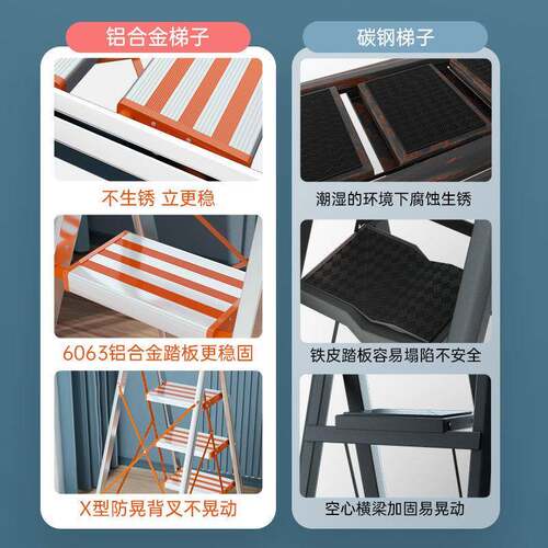 梯子家用折伸缩人叠ijEj4nvc梯室内多功能字楼梯铝合花架梯便携金
