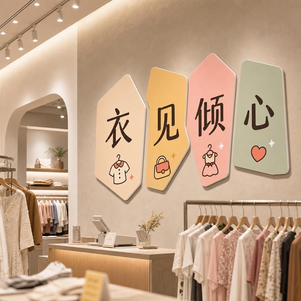 网红服装店背景墙面打卡墙贴画创意橱窗更衣室装饰高级感氛围布置