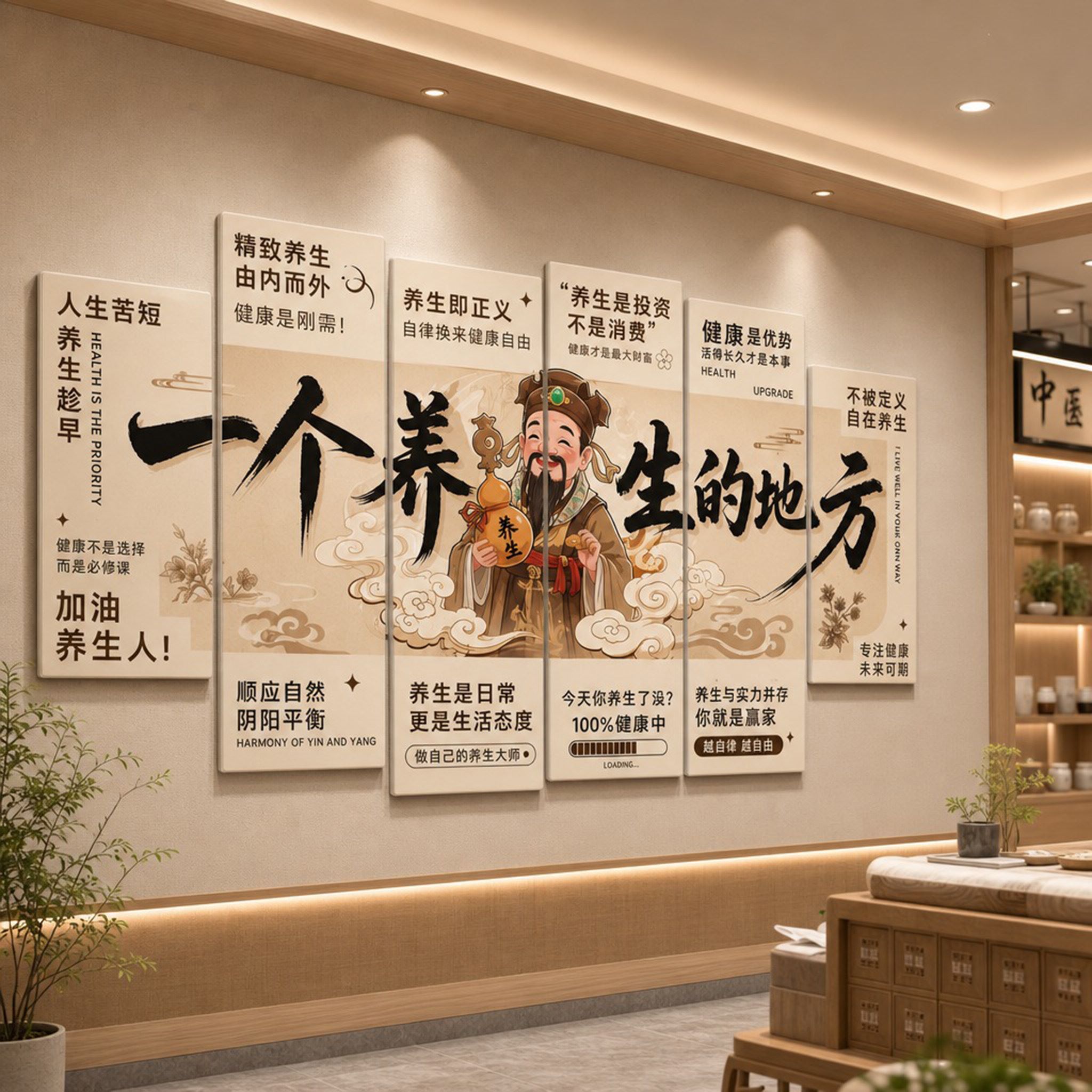 创意理疗养生馆艾灸康养氛围打卡形象布置墙贴挂画墙面装饰画海报