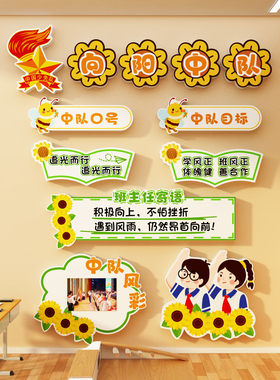 向阳日葵中队角布置装饰班级文化墙贴纸教室少先小学黑板海报素材