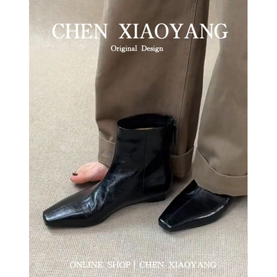 真皮极简气质美拉德短靴