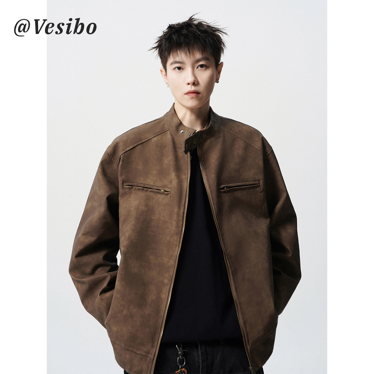 美式街头立领棒球服男冬