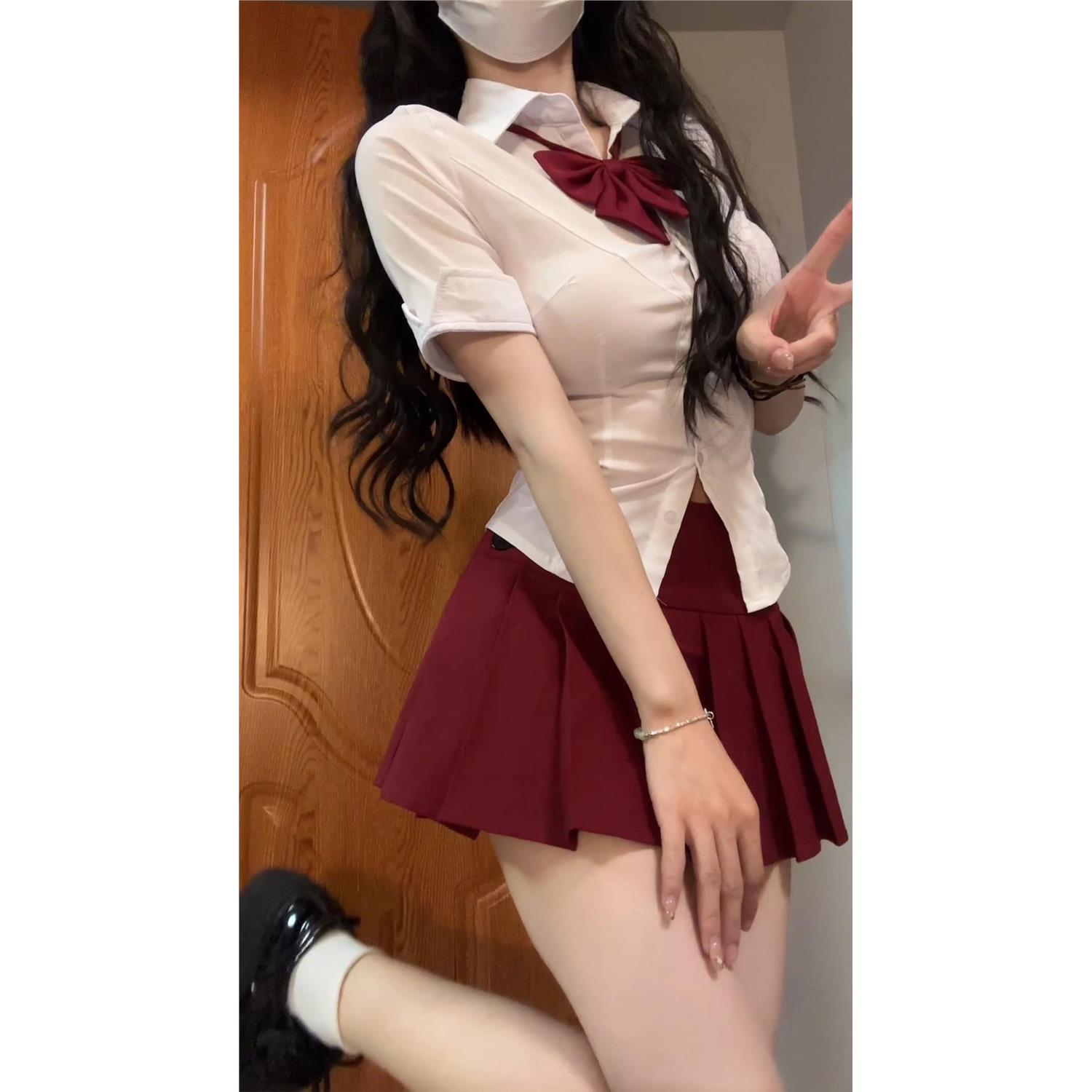 火星原创辣妹白色弹力收