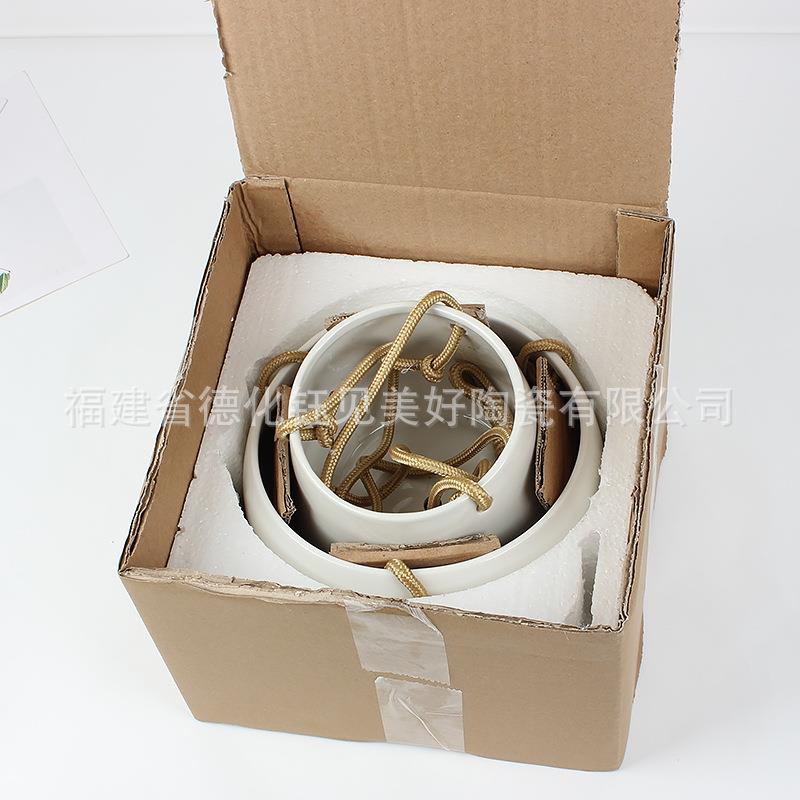 墙壁JMY屋悬挂式陶瓷盆花盆2个装居室内顶客家厅绿色植物多肉栽装
