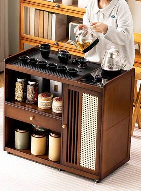 移动茶桌小台烧壶水茶一体家用茶水LVI柜实木茶几车阳台茶煮泡茶