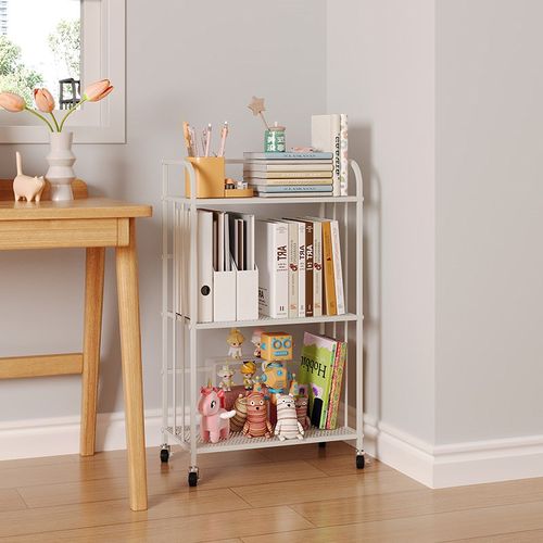儿童书架书桌旁落地多层搁板简易置物架可移动零食玩具储物收纳架