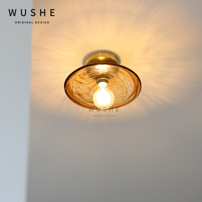 中古北欧法式琥珀烟云玻璃过道灯走廊灯阳台楼梯间入户玄关吸顶灯,家装灯饰光源,厨卫/阳台/玄关/过道吸顶灯,淘宝优惠券,粉丝福利购,淘宝优惠卷