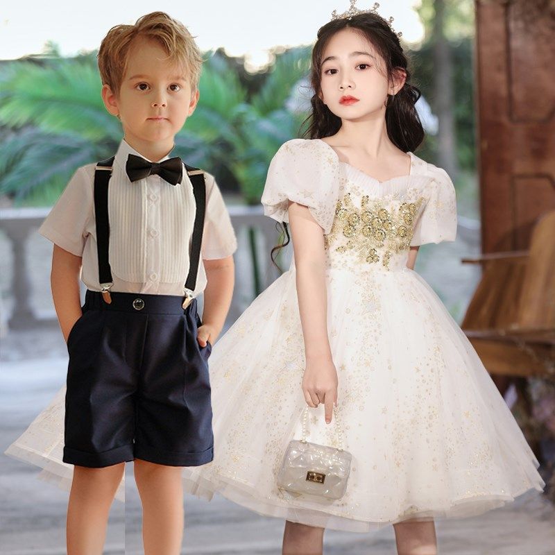 女童礼服轻奢小众高端儿童公主裙主持人六一学生大合唱团演出服夏