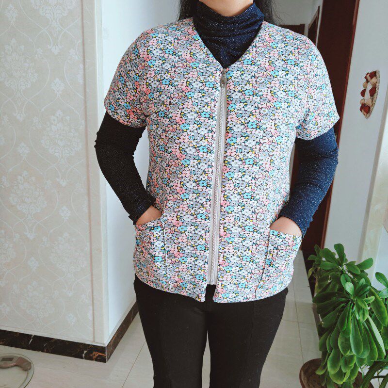纯棉花手工棉衣女士保暖妈妈装居家服冬季中老年短袖马甲带袖背心