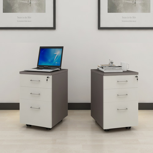 办公文件柜桌下抽屉储物矮柜木质可移动小型活动柜子带锁的桌边柜