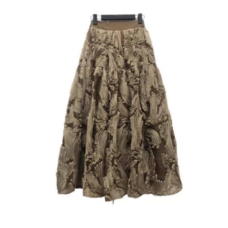 2025秋冬新款女装SD优雅立体绣花长裙复古百搭半身裙233Z1149