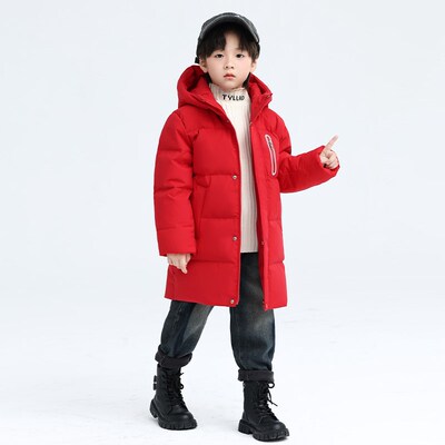 波姆鹅儿童羽绒服男童中大童中长款加厚保暖外套冬季新款童装女童