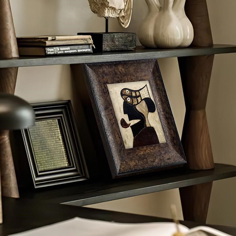 中古风皮革画框复古沙发背景墙客餐厅卧室装饰画样板房高级感挂画,家居饰品,现代装饰画,淘宝优惠券,粉丝福利购,淘宝优惠卷