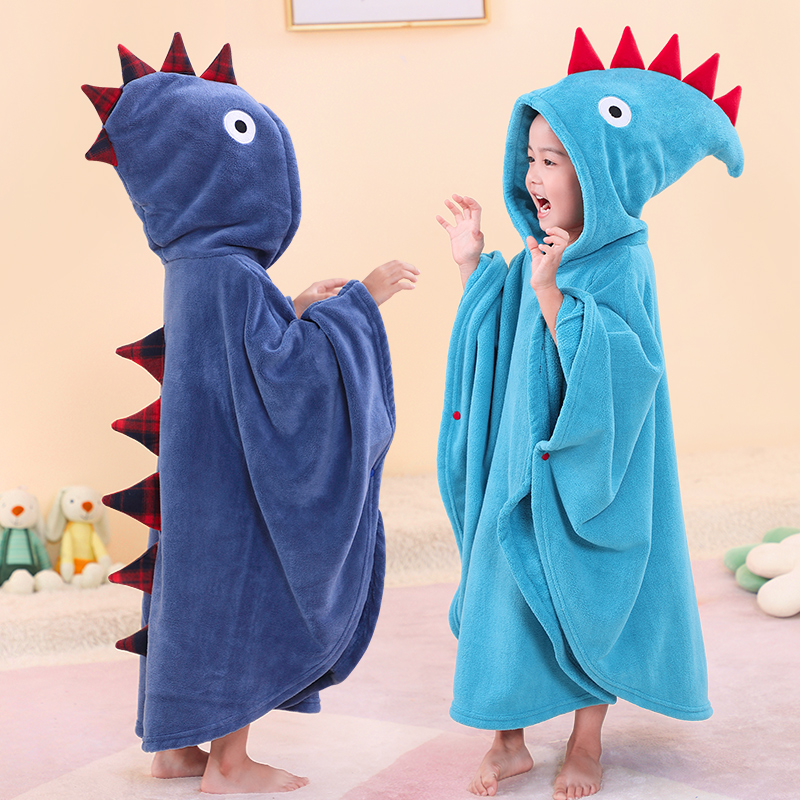 儿童浴巾斗篷浴袍男女孩婴幼宝宝洗澡可穿带帽专用中大童秋冬厚22