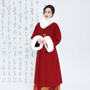 无衣饮羽【龙华富贵】龙年新款马面裙汉服上衣秋冬加绒加厚红色
