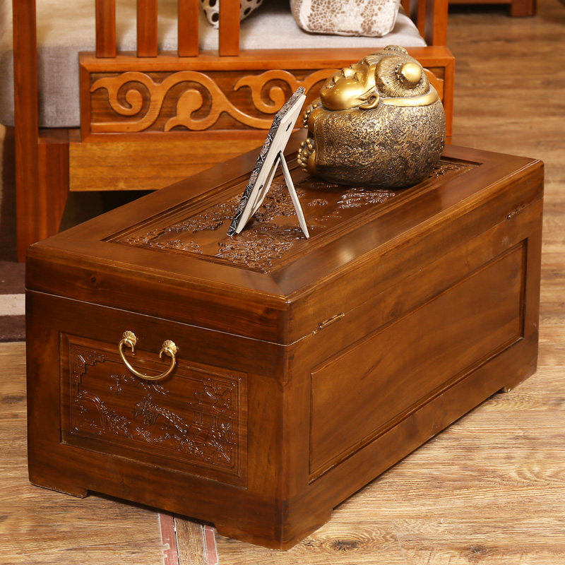 樟木箱婚嫁香樟木书画嫁妆箱结婚收纳储物箱衣箱陪嫁字画箱子扣箱