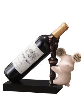 创意福气熊酒柜红酒架子摆件轻奢餐厅摆放展示架家用餐桌面装饰品